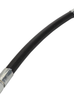 The AGCO | HYDRAULIC HOSE - ACY1567350 is a flexible black hydraulic hose with metal fittings on both ends, designed for fluid transfer in machinery and equipment. No additional product description information is available.