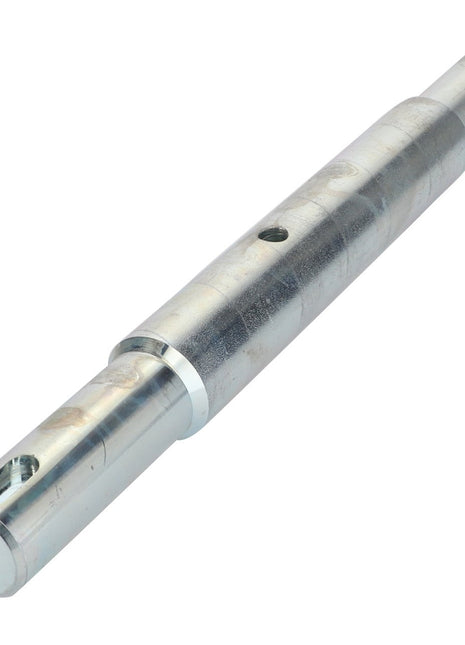 The AGCO Shaft, Return Elevator - D28580227 is a metal cylindrical shaft with polished surfaces, featuring multiple holes and varying thickness along its length to ensure peak efficiency.