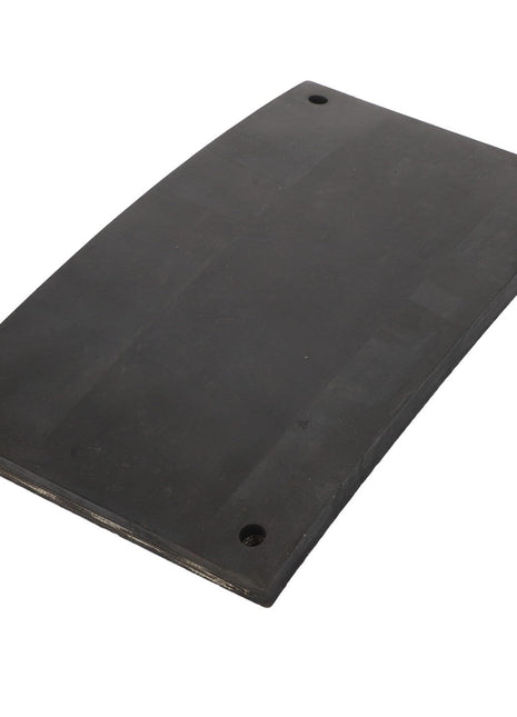 The AGCO Rubber Plate - D28982437 is a rectangular, flat, black rubber sheet featuring four small holes near the corners. Currently, there is no additional product description information available.