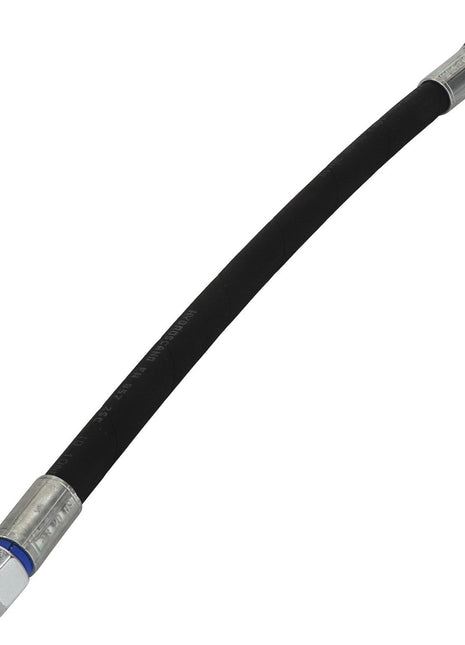 AGCO Hydraulic Hose - Acx2434050: Black hydraulic hose with metal fittings on both ends, designed for high-pressure fluid transmission. No additional product description information is available beyond these specifications.