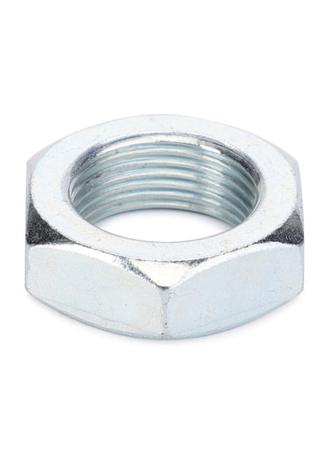 The AGCO NUT - F916501120060 is a silver hexagonal metal nut with a threaded inner hole, designed for fastening purposes. It belongs to the AGCO brand.