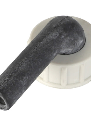 A close-up image of the AGCO Protector Boot (AG609147), which is a black rubber or plastic elbow-shaped tube connected to a white plastic, round ridged base.