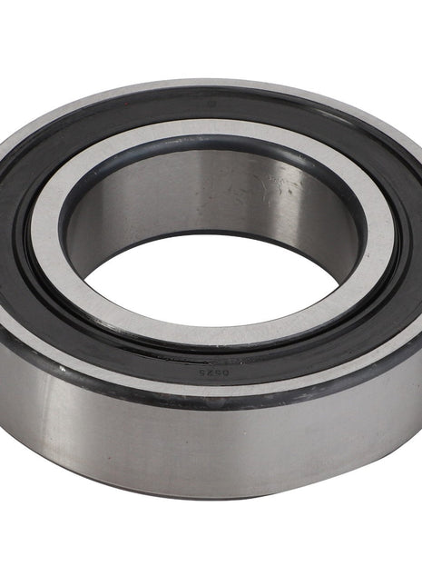 The AGCO Bearing - La28042370 by AGCO is depicted in this close-up image, showcasing its cylindrical structure with a metal outer ring, black inner seal, and circular inner ring, all set against a white background.