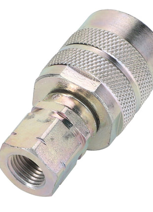 Close-up image of the AGCO COUPLING - D45138900, featuring a metal hexagonal connector with a threaded interior and a textured grip section. No current product description information is available.