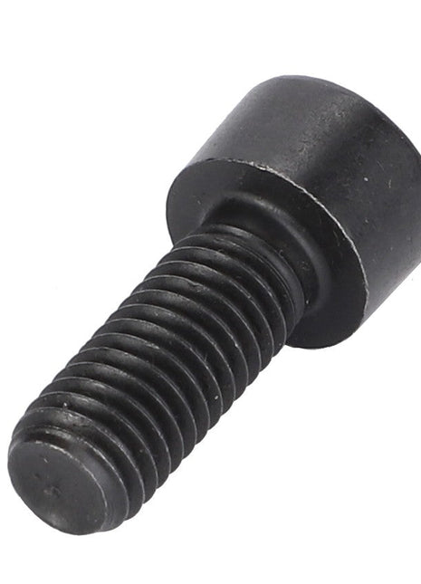 Close-up of AGCO's 27.79mm black metal socket head bolt, product code F731200100010, featuring a cylindrical head and threaded body, shown against a plain white background.