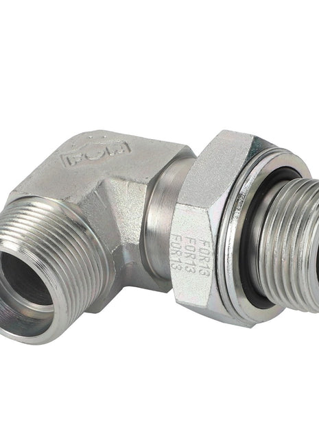 The AGCO Elbow - Acp0326440 is a metal pipe fitting with threaded ends, designed with a 90-degree angle and equipped with a union nut for secure attachment. No current product description is available for this specific item.