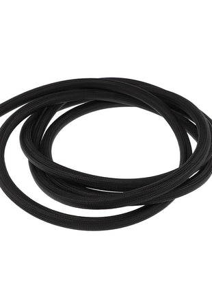 Unfortunately, no current product description information is available for the AGCO Fuel Hose - Acw1611510, a coiled black rubber hose with metal connectors on both ends, suitable for various utility purposes.