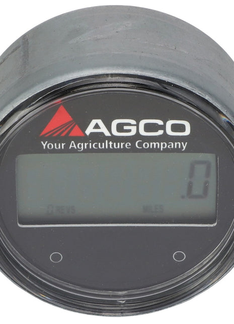 The AGCO | Electronic Box - Acw8501000 features a circular digital display gauge with a black bezel and clear screen, showcasing the number 0. The AGCO logo and "Your Agriculture Company" text are prominently displayed at the top, maintaining clarity and simplicity without any additional keywords in the product description.