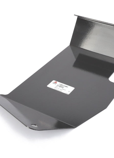 No current product description information is available for the AGCO Front Axle - C1146003, a black metal protective engine skid plate by AGCO, which comes with mounting hardware such as bolts and washers, all arranged neatly next to it on a white background.