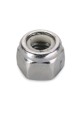 A close-up of the AGCO Nut - Va022405, showcasing its shiny finish and intricate internal threading.