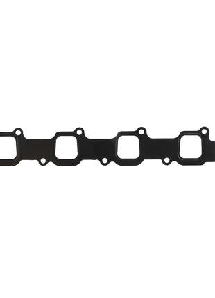 The AGCO Gasket - Acp0676270 is a black metal exhaust manifold gasket featuring four rectangular ports and multiple bolt holes. No current product description is available for this item from AGCO.