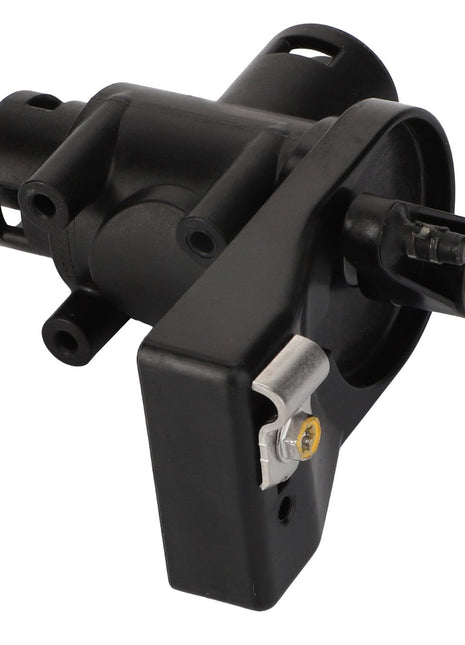 The AGCO Water Valve - Acw021423A is a black plastic and metal mechanical component featuring a cylindrical body, a mounting bracket, and visible screws. No additional product description information is available.