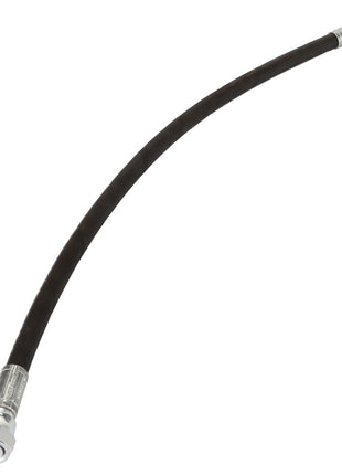 The AGCO | Hose - Acw2921790 by AGCO is a versatile black hose featuring metal connectors on both ends, commonly used for fluid transfer or hydraulic systems.
