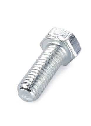 Close-up of the AGCO | SCREW - LA10977721, a silver metal hex bolt with a threaded shaft, shown on a white background.
