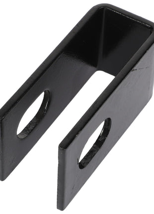 AGCO | Guard - Acp0029100: A black U-shaped metal bracket with two oval holes on each side by AGCO.