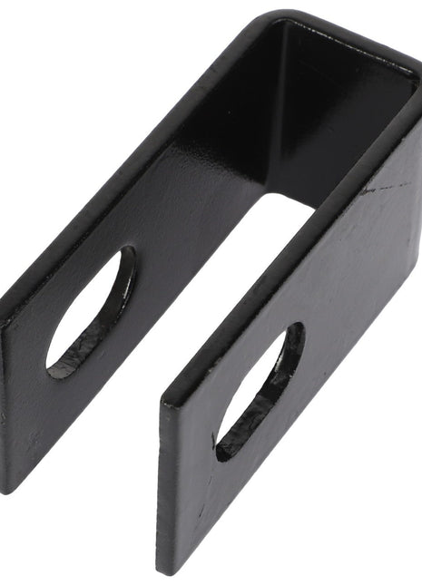 AGCO | Guard - Acp0029100: A black U-shaped metal bracket with two oval holes on each side by AGCO.