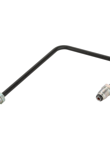 Here is a perfect way to describe the product using the provided data:
The AGCO BRAKE PIPE - D26735635 is a black metal brake line featuring threaded fittings on both ends. It is designed in a rectangular U-shape for optimized performance and versatile installation.