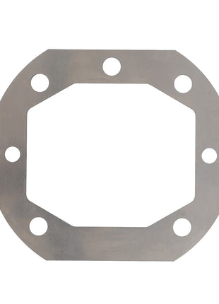 The AGCO Keyed Washer - F180100050060 is a metal octagonal flange featuring six evenly spaced bolt holes around the perimeter.