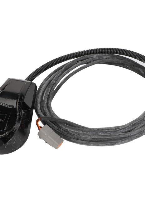 A coiled black cable labeled "AGCO | Angle - Acp0295130" with a rectangular connector at one end and a larger, sleek device from the AGCO brand at the other end.