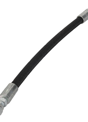 The AGCO | Hydraulic Hose - Acw2182490 by AGCO is a flexible black hydraulic hose equipped with metal fittings on both ends, making it the ideal solution for fluid transfer in hydraulic systems. No current product description captures the unique versatility and durability of our design.