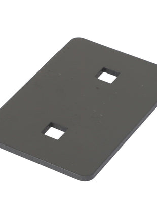 AGCO's Support Plate - Acw7378730 is a sleek, rectangular metal plate with rounded corners and two precise square cutouts in the center.
