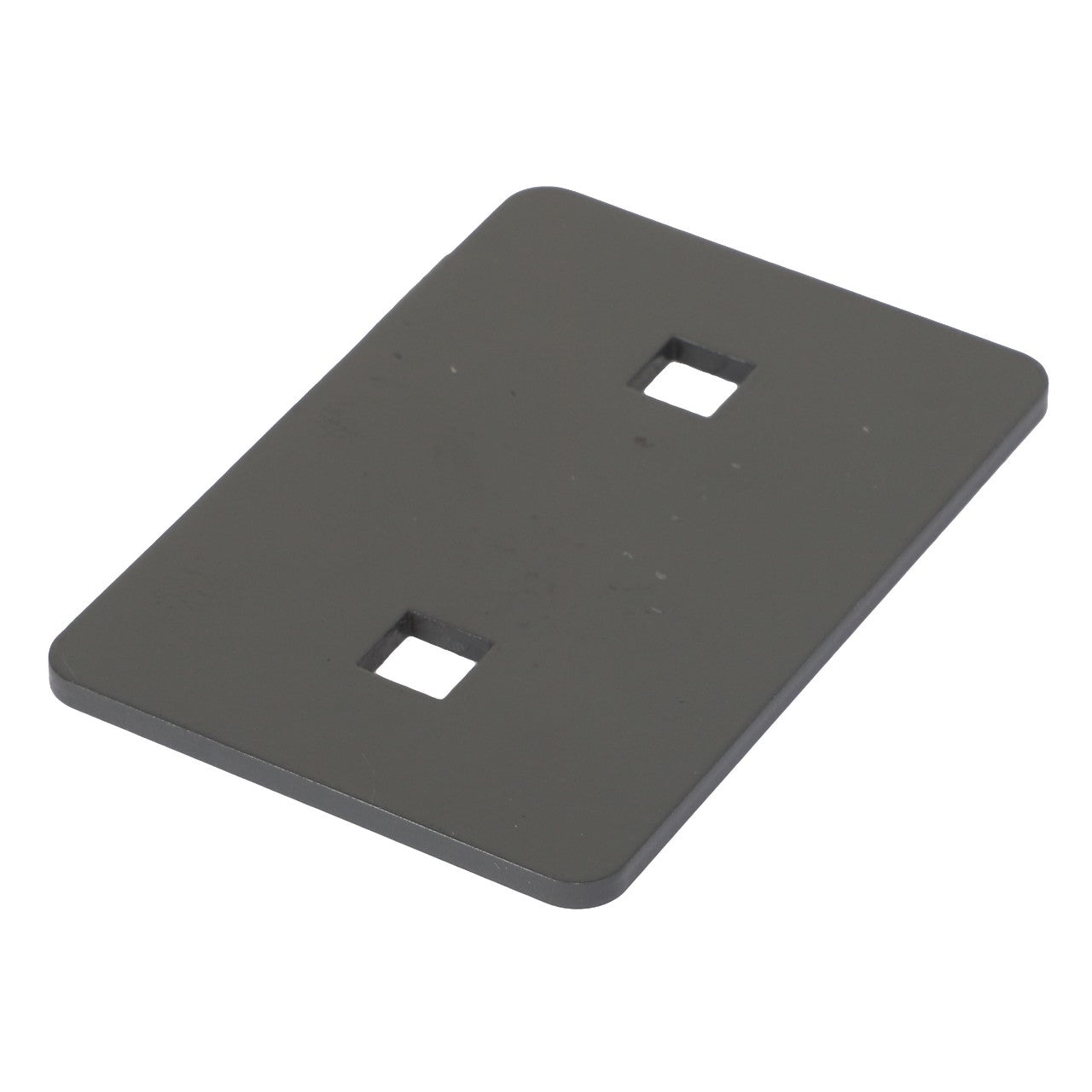 AGCO's Support Plate - Acw7378730 is a sleek, rectangular metal plate with rounded corners and two precise square cutouts in the center.