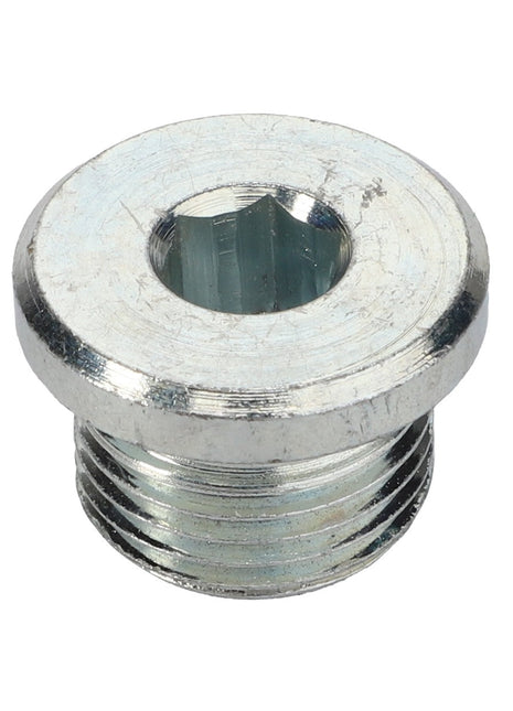 Introducing the AGCO Plug - Acp0325030, a metallic threaded plug featuring a hexagonal socket in the center, designed primarily for sealing or blocking fluid passages. This product is currently without a detailed description.