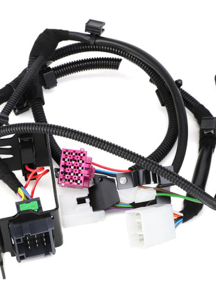 The AGCO WIRE HARNESS - F737812330310 is a versatile wiring harness designed for automotive or electronic applications. It features various connectors and cables with black, pink, white, and multicolored wires. Specific configurations or length details are not provided.