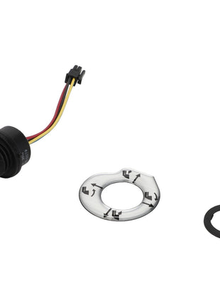 The AGCO Lever Kit (AL60004086) is shown, featuring a black automotive sensor with attached wires next to a circular white plastic part that has printed arrows and a small black gasket. No current product description information is available.
