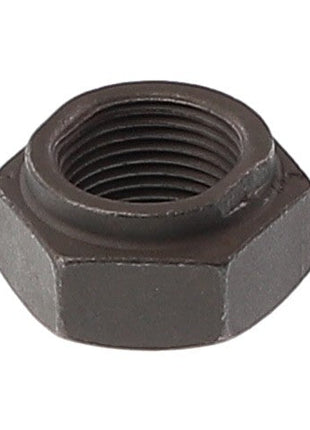 Close-up of the AGCO | Nut - 6210194M1, featuring hexagonal design and precise internal threading, essential for securely fastening objects together.