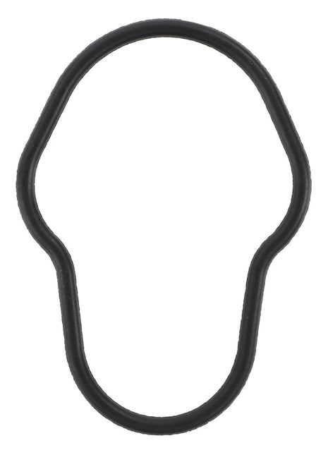 A black, rubber gasket in the shape of an irregular oval with indents on two sides, viewed against a white background. This product is the AGCO O-Ring - La2830156 by AGCO.