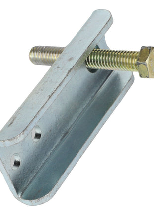 The AGCO | Channel - Acw2480050 by AGCO is a metal clamp that features two holes and a threaded bolt with a hexagonal nut passing through it. No additional product description information is available beyond this concise overview.
