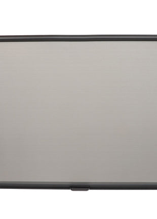 An AGCO warning decal, model ACP0540000, featuring a beige roller shade with black top and bottom bars, is showcased against a plain background, highlighting its durable quality.