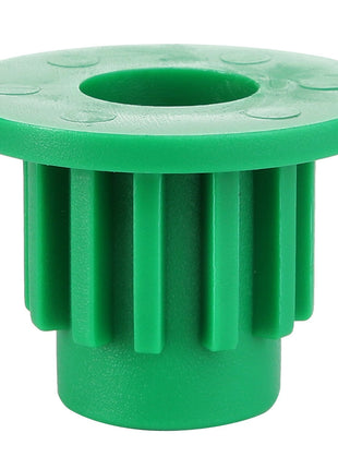 Product Description: The AGCO KNOB - AL20525768 is a green plastic gear-like object with a central hole and multiple grooves.