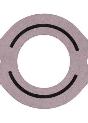 The AGCO | Joint - Acp0245300, a circular gasket featuring two bolt holes on either side and a central opening with a black seal ring, is designed for sealing mechanical joints. No current product description is available for this item.