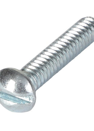 A close-up of the AGCO | MACHINE SCREW - AG334937, featuring a metallic slotted design with a round head, positioned horizontally against a plain white background. No additional product description information is available at this time.