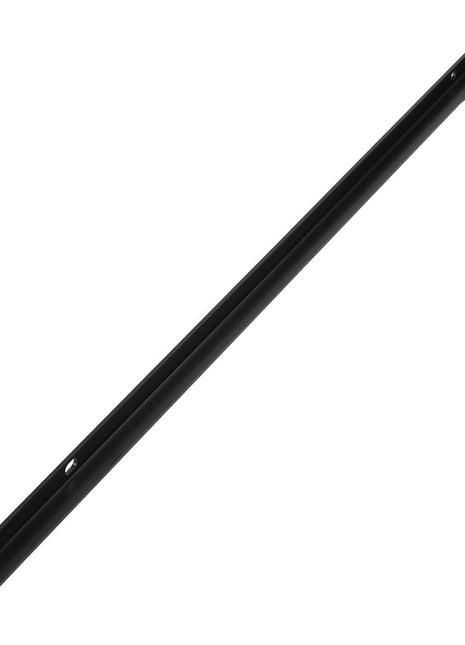 The AGCO | Angle Clamp - Acw9564940 by AGCO features a long, black metal bar with a slight curvature at one end and a hole near each extremity.