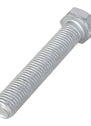 Close-up of AGCO SCREW - AL5002903, a silver metal hex bolt featuring a threaded body and a hexagonal head, set against a white background.
