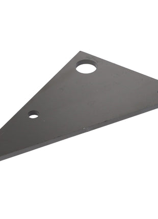 The AGCO Stop Plate (product code Acx2433280) is a dark grey, triangular metal plate featuring three holes of varying sizes.