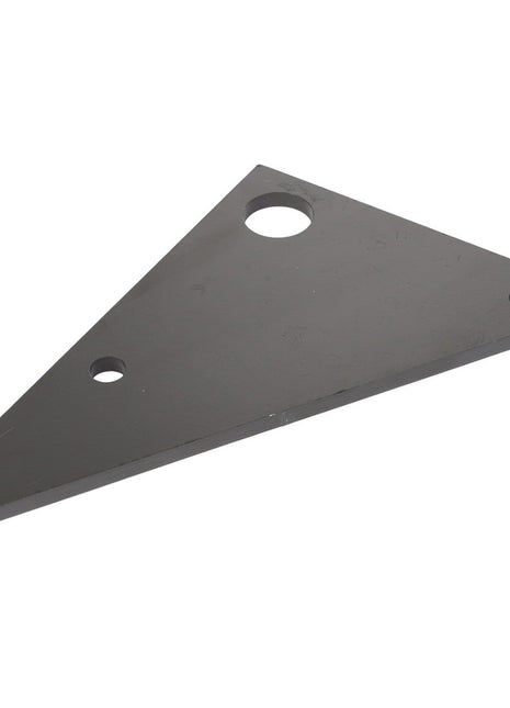 The AGCO Stop Plate (product code Acx2433280) is a dark grey, triangular metal plate featuring three holes of varying sizes.