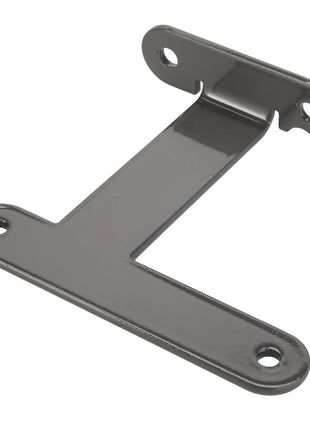 A heavy-duty black metal L-bracket, AGCO | Bracket - Acw2233200, featuring four screw holes, perfect for securely mounting or supporting a variety of structures from the trusted brand AGCO.