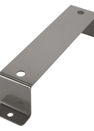 The AGCO Bracket - Acw2213580 is a flat, grey metal bracket featuring two holes at each end, engineered specifically for mounting or support applications.