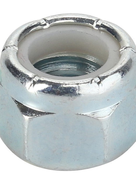 The AGCO | LOCKNUT - D41080400, a metal lock nut with a nylon insert from the brand AGCO, is commonly used to prevent loosening due to vibrations and torque. No current product description information is available.
