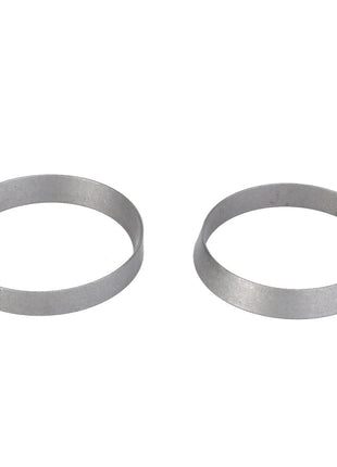 Two thin, metallic rings are shown; one sits flat on one side, while the other is tilted at an angle. The lack of information about their purpose adds to the intrigue around the AGCO LOCK ELEMENT - D42596800 by AGCO.