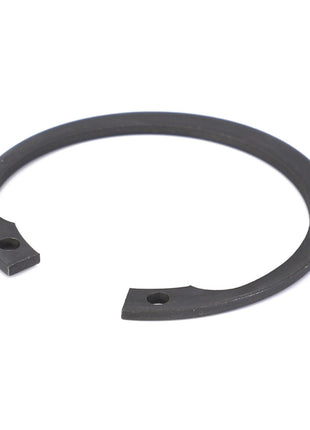 A single black AGCO Circlip (model: 339199X1) with a gap and two drilled holes near the ends, commonly used in Massey Ferguson Models, against a white background.