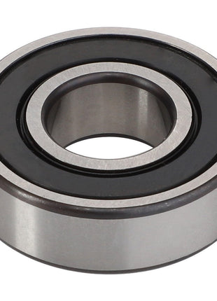 A close-up image of the AGCO | Ball Bearing - Acp0343820 with a rubber seal. Manufactured by AGCO, this bearing is designed to handle radial and axial loads and features an inner and outer ring with a circular center hole.