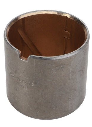 A cylindrical metallic bearing from AGCO, named the Bearing Bush - V837086479, features an internal groove and a slightly worn exterior surface. No current product description available.