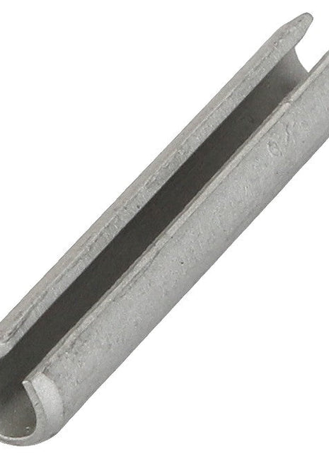 A close-up view of the AGCO Roll Pin - Fel107438, a silver metal dowel pin with a split along its length, typically used as a fastener in machinery and equipment assemblies.