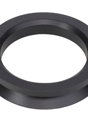 The AGCO | V-Seal - Acp0143030 by AGCO is a sleek black plastic ring with a flat base and a beveled edge, elegantly viewed from above.