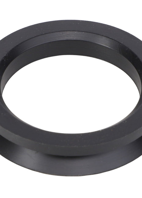 The AGCO | V-Seal - Acp0143030 by AGCO is a sleek black plastic ring with a flat base and a beveled edge, elegantly viewed from above.
